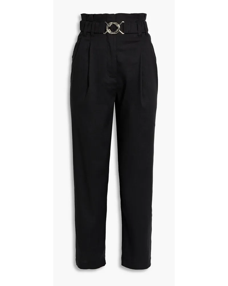 Atto cropped linen-blend tapered pants - Black