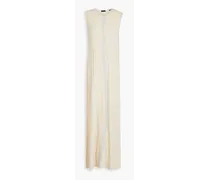 Printed slub cotton-jersey maxi dress - Neutral