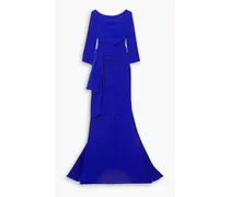 Ruched draped crepe gown - Blue