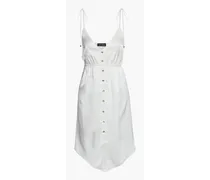 Diane gathered silk-blend satin dress - White