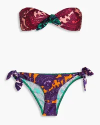 Zimmermann Bow-detailed printed bandeau bikini - Pink Pink