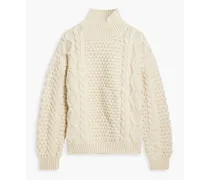 Hawthorn cable-knit wool turtleneck sweater - White