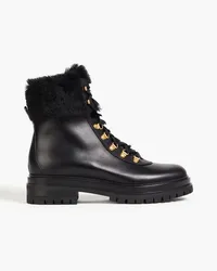 Gianvito Rossi Alaska 20 shearling-trimmed leather combat boots - Black Black