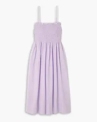 THREE GRACES Lena shirred crinkled-cotton midi dress - Purple Purple