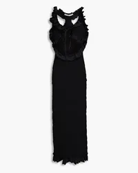 Alexander Wang Cutout ruffled stretch-jersey midi dress - Black Black