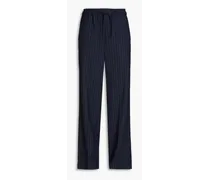 Pinstriped twill wide-leg pants - Blue