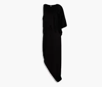 Asymmetric draped satin maxi dress - Black