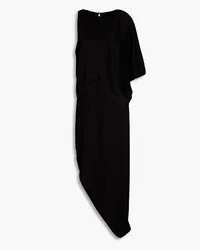 Halston Asymmetric draped satin maxi dress - Black Black