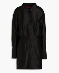 GAUGE81 Devin ribbed satin mini shirt dress - Black Black