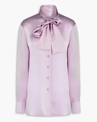 Oscar de la Renta Pussy-bow silk-satin blouse - Purple Purple