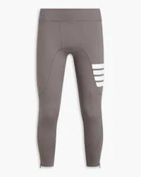 Thom Browne Cropped striped stretch tights - Gray Gray