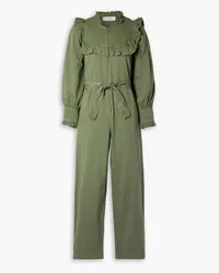 Sea Stan belted ruffled cotton-twill jumpsuit - Green Green