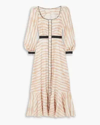 Anna Mason Phoebe striped linen maxi dress - Pink Pink