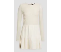 Alice Olivia - Chara pleated mesh and faux leather mini dress - White