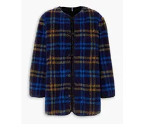 Reversible apppliquéd checked fleece and quilted shell jacket - Blue