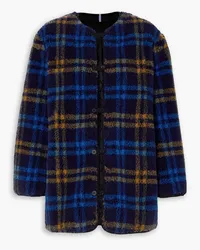 McQ Reversible apppliquéd checked fleece and quilted shell jacket - Blue Blue