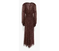 Printed silk-chiffon maxi dress - Brown