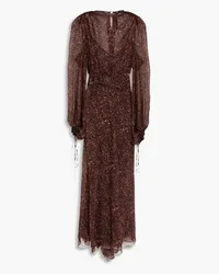 Petar Petrov Printed silk-chiffon maxi dress - Brown Brown