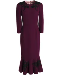 Dolce & Gabbana Fluted appliquéd wool-crepe midi dress - Purple Purple