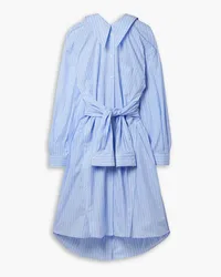 Simone Rocha Convertible striped cotton-poplin midi shirt dress - Blue Blue