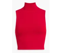 Alice Olivia - Darina cropped stretch-knit turtleneck top - Red