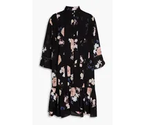 Bertram lace-paneled floral-print silk-chiffon mini dress - Black
