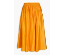 Gathered Tencel-blend organza midi skirt - Yellow