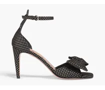 Bow-embellished metallic polka-dot jacquard sandals - Black