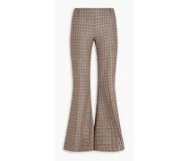 Mona houndstooth wool flared trousers - Neutral