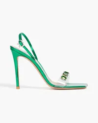 Gianvito Rossi Crystal-embellished PVC and patent-leather slingback sandals - Green Green