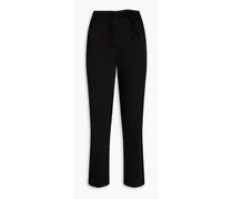 Cotton-blend poplin tapered pants - Black