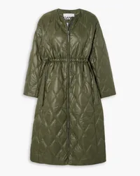 Ganni Quilted glossed-shell coat - Green Green