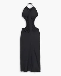 AZ FACTORY Ester Manas open-back gathered stretch-knit halterneck midi dress - Black Black