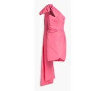 Bow-detailed pleated taffeta mini dress - Pink