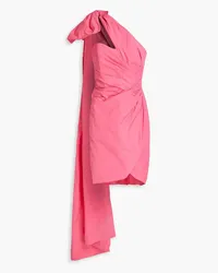 Marchesa Bow-detailed draped taffeta mini dress - Pink Pink