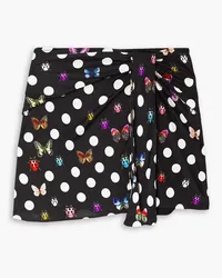 Versace Dua Lipa gathered printed glossed-jersey mini skirt - Black Black