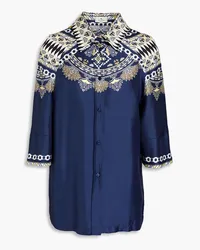 Etro Printed silk-twill shirt - Blue Blue