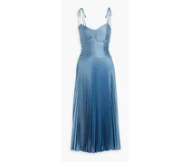 Rochelle pleated satin-crepe midi dress - Blue
