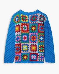 Suzie Kondi Lara Lara patchwork crocheted cashmere sweater - Blue Blue