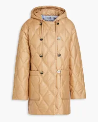 Ganni Double-breasted quilted ripstop hooded coat - Neutral Neutral