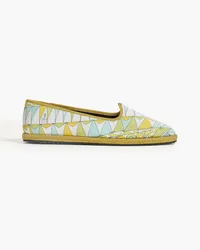 Emilio Pucci Printed satin-twill slippers - Green Green