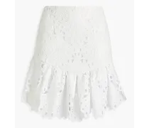 Ruffled guipure lace mini skirt - White