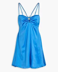 NICHOLAS Margot gathered silk-charmeuse mini dress - Blue Blue