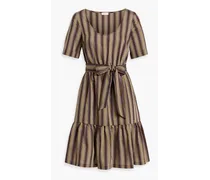Iris & Ink Erin gathered striped Lycocell-blend dress - Brown Brown