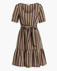 Iris & Ink Erin gathered striped Lycocell-blend dress - Brown Brown