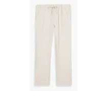 Oscar herringbone linen and cotton-blend drawstring pants - Neutral