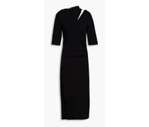 Cutout bead-embellished wool-blend jersey midi dress - Black