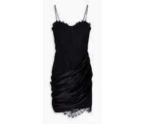 Alice Olivia - Corded lace-paneled satin mini dress - Black
