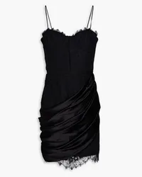 Alice + Olivia Alice Olivia - Corded lace-paneled satin mini dress - Black Black