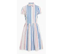 Striped cotton-blend poplin shirt dress - Blue